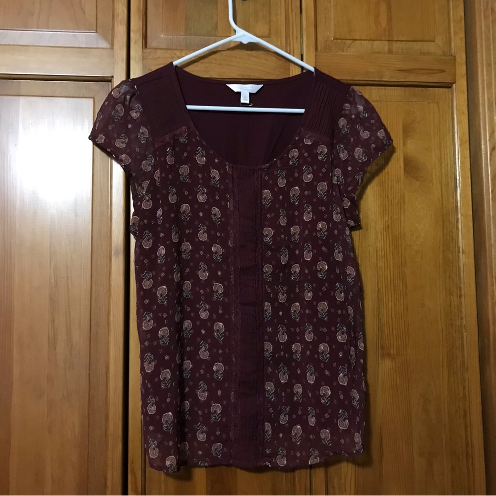 LC Lauren Conrad Maroon Cap Sleeve Top